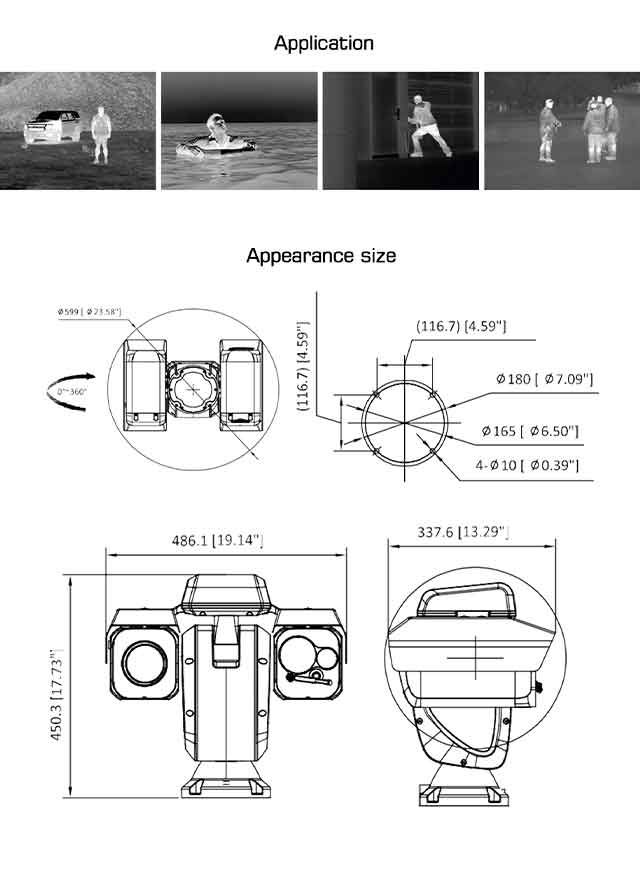 Observational thermal imaging dual-spectral network mid-mounted PTZ camera