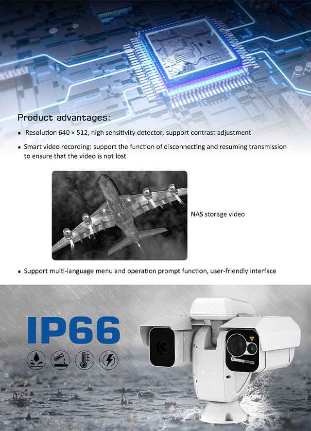 Observational thermal imaging dual-spectral network mid-mounted PTZ camera