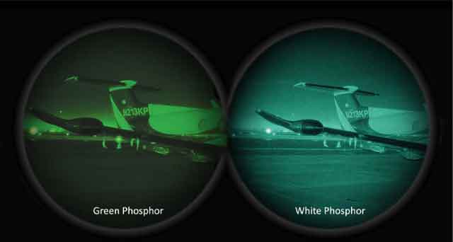White Phosphor image intensifier tubes or Green Phosphor image intensifier tubes